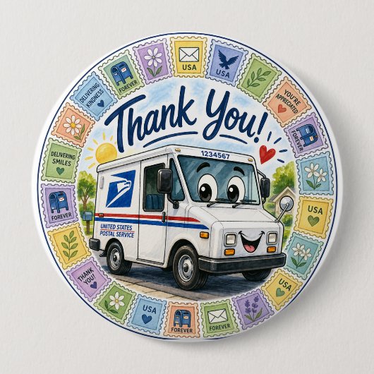 Dank u Postmedewerkers  Ronde Button 4,0 Cm (Voorkant)