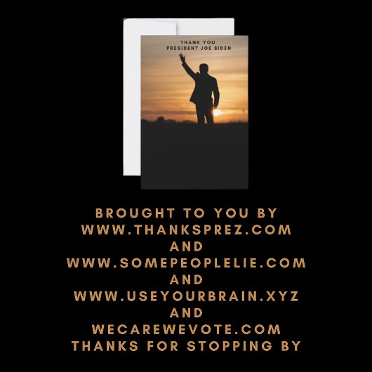 Dank u President Joe Biden Bedankkaart