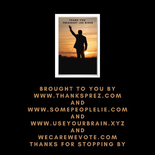 Dank u President Joe Biden Foto Afdruk