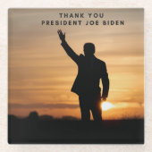 Dank u President Joe Biden Glazen Onderzetter (Voorkant)