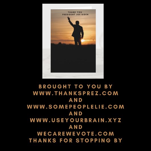 Dank u President Joe Biden Kaart