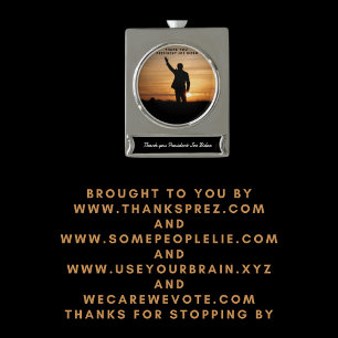 Dank u President Joe Biden Verzilverd Banner Ornament