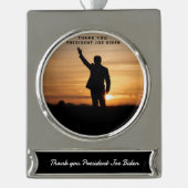 Dank u President Joe Biden Verzilverd Banner Ornament (Voorkant)