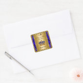 Dank u Prince Royal Blue Baby shower Regal Gold Vierkante Sticker (Envelop)