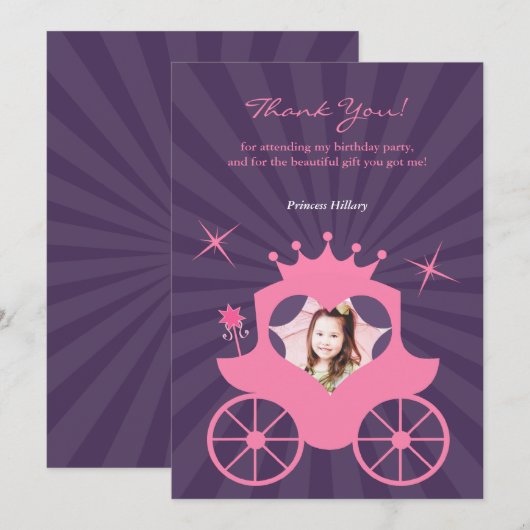 Dank u prinses fotokaart bedankkaart (Voorkant / Achterkant)