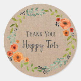 Dank u Product  Bloemenkrans Craft Ronde Sticker