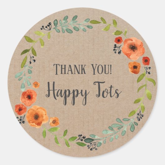 Dank u Product Bloemenkrans Craft Ronde Sticker (Voorkant)