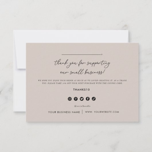 Dank u Product Packing Business Coupon Kaart (Achterkant)