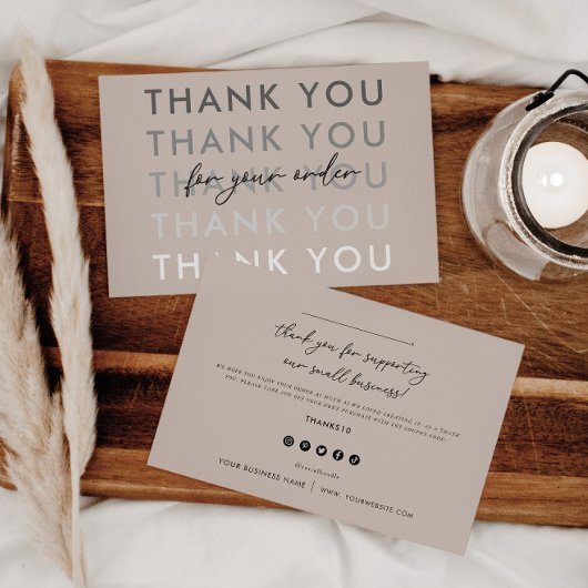 Dank u Product Packing Business Coupon Kaart