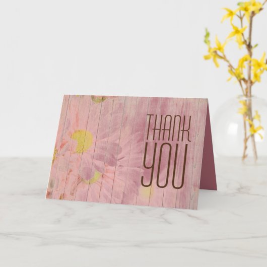 Dank U Professionele Roze Gouden Bloem Minimalist Kaart (Gele Bloem)