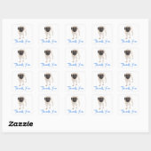 Dank u Pug Puppy Dog Groet Sticker / Label (Vel)