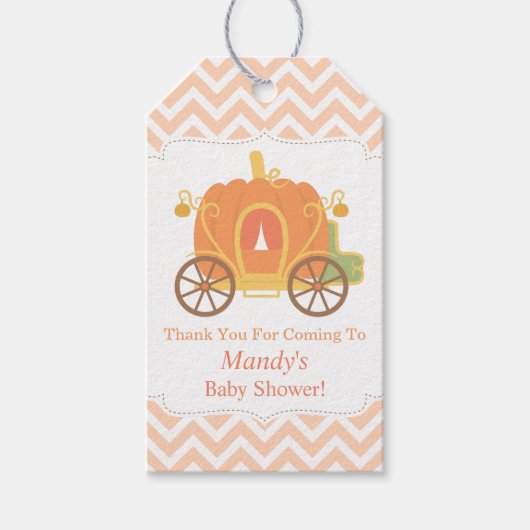 Dank u Pumpkin Carriage Baby shower Gift Labels Cadeaulabel (Voorkant)