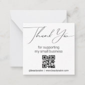 Dank u QR-code Kleine Bedrijf Minimalist Notitiekaartje (Voorkant)