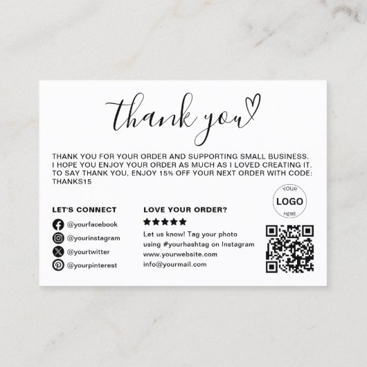 Dank u QR Code Logo Foto Modern Business Visitekaartje (Achterkant)