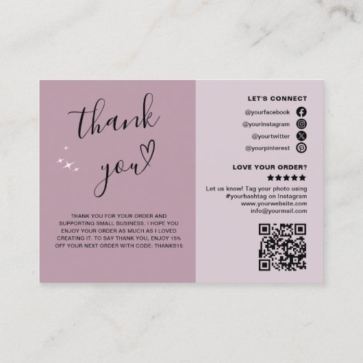 Dank u QR Code Logo Modern Social Media Visitekaartje (Achterkant)
