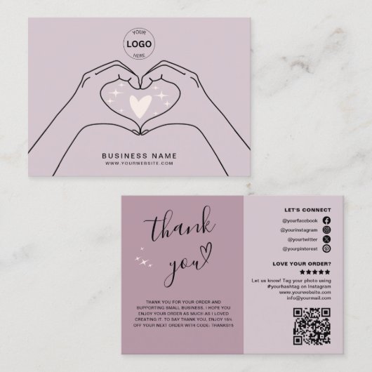 Dank u QR Code Logo Modern Social Media Visitekaartje (Voorkant / Achterkant)