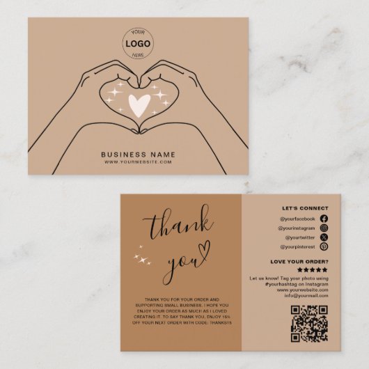 Dank u QR Code Logo Modern Social Media Visitekaartje (Voorkant / Achterkant)