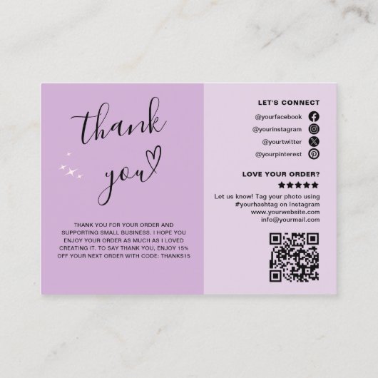 Dank u QR Code Logo Modern Social Media Visitekaartje (Achterkant)