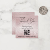 Dank u QR Code Small Business Minimalist Roze Notitiekaartje (Voorkant / Achterkant in situ)