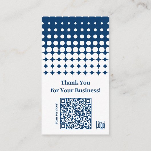 Dank u QR-code - Wit Blauw Kleine Onderneming Klantenkaartje (Voorkant)