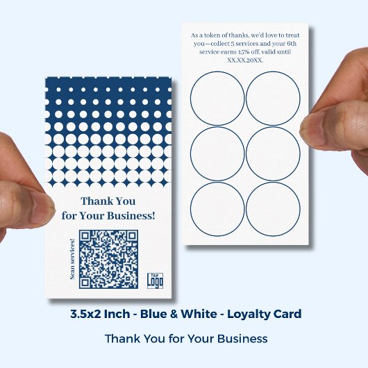 Dank u QR-code - Wit Blauw Kleine Onderneming Klantenkaartje