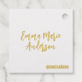 Dank u Quinceañera Silhouet Gouden Folie Harten Bedankjes Labels (Achterkant)