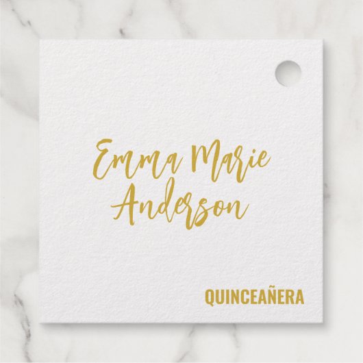 Dank u Quinceañera Silhouet Gouden Folie Harten Bedankjes Labels (Achterkant)