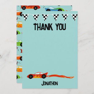 Dank u Racecar Verjaardagsfeestje Kinder auto's Bedankkaart