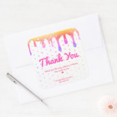 Dank u Rainbow Drip Melt Bakkerij gebak Cateraar Vierkante Sticker (Envelop)