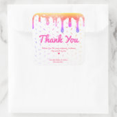 Dank u Rainbow Drip Melt Bakkerij gebak Cateraar Vierkante Sticker (Tas)