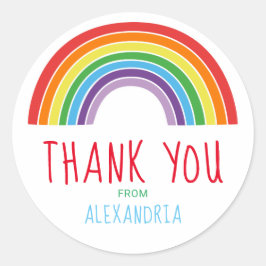 Dank u Rainbow Kids Verjaardagsfeestje Ronde Sticker