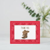 Dank u, Red Bandana Cowboy Cute Pet en Boots Briefkaart (Staand voorkant)