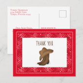 Dank u, Red Bandana Cowboy Cute Pet en Boots Briefkaart (Voorkant / Achterkant)