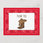 Dank u, Red Bandana Cowboy Cute Pet en Boots Briefkaart (Voorkant)