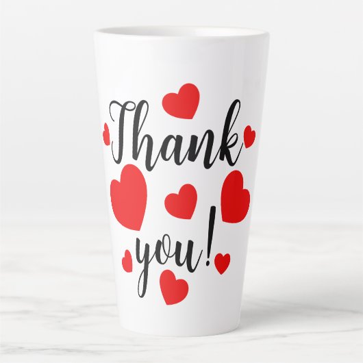 Dank u Red Hearts Latte Mok (Voorkant)