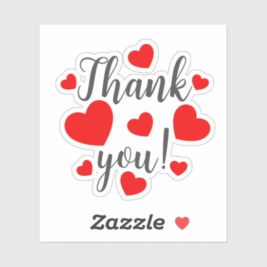 Dank u Red Hearts Sticker (Vel)