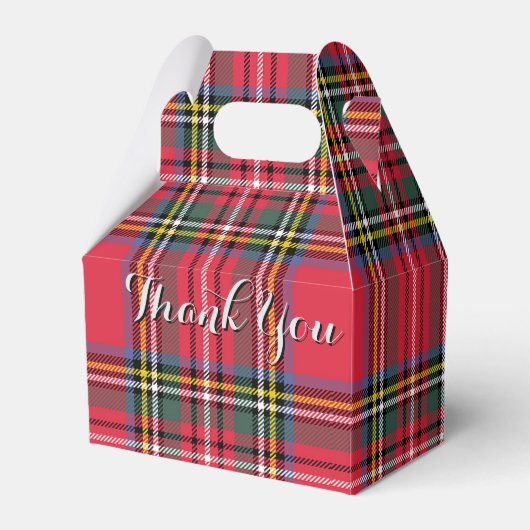 Dank u Red Plaid Gable gunstbox Bedankdoosjes (Voorkant Zijde)