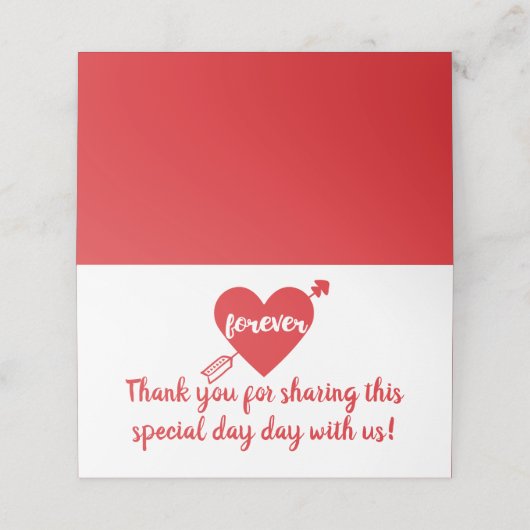 Dank u Red White Heart Wedding Jubileum Liefde Plaatskaartje (Buitenkant ongevouwen)
