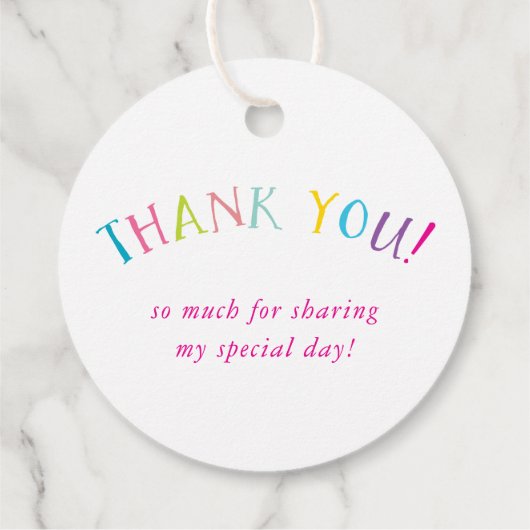 DANK U regenboog letters  felle kleuren Bedankjes Labels (Achterkant)