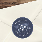 Dank u Reis Bruiloft Wereldkaart Navy Blauw Ronde Sticker