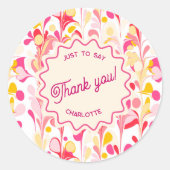 Dank u Retro Abstract Pink Wavy gepersonaliseerd Ronde Sticker (Voorkant)