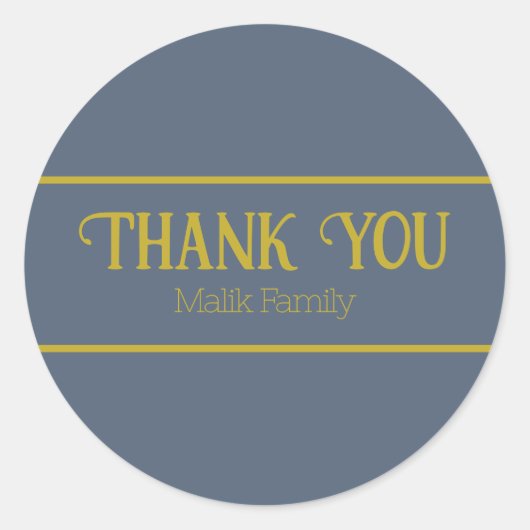 Dank u Retro Blauw Effen Kleur Personaliseren Ronde Sticker (Voorkant)