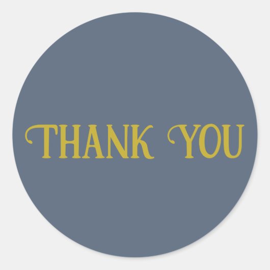 Dank u Retro Blauw Effen Kleur Vlakte Ronde Sticker (Voorkant)