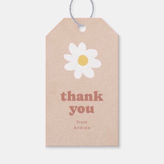Dank u Retro Daisies Baby shower Cadeaulabel (Voorkant)