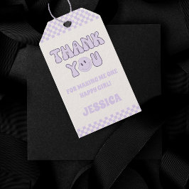 Dank u Retro Groovy 1e Verjaardag Party Favor Cadeaulabel