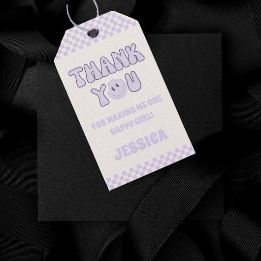 Dank u Retro Groovy 1e Verjaardag Party Favor Cadeaulabel