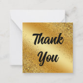 Dank u, retro kalligrafie, gouden glitters bruilof notitiekaartje (Voorkant)