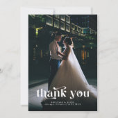 Dank u Retro tekst bruiloft verticale foto Bedankkaart (Voorkant)