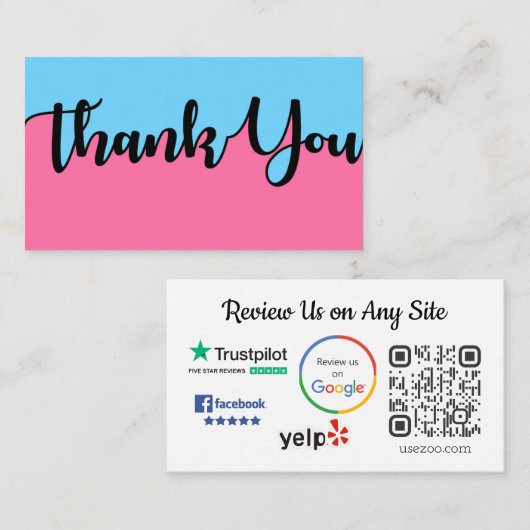 Dank U Review ons Kaart Visitekaartje (Voorkant / Achterkant)