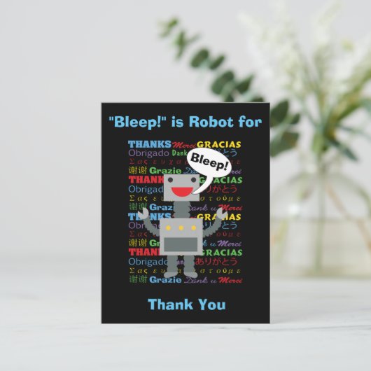 Dank u robot grappig personaliseren briefkaart (Staand voorkant)